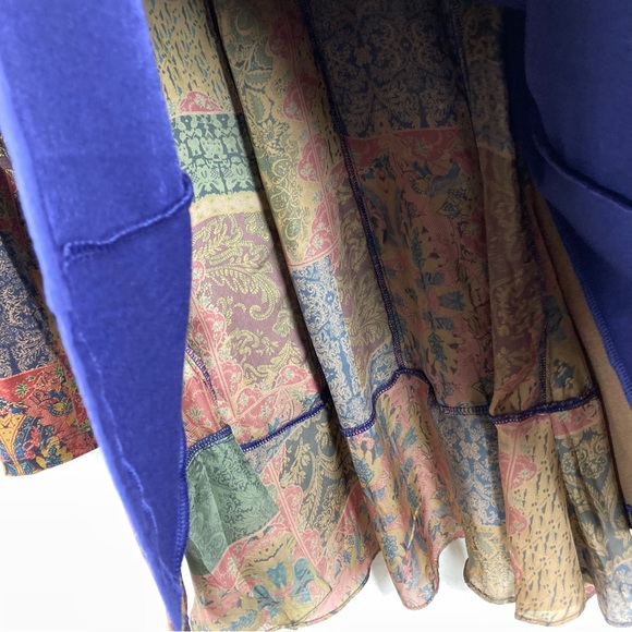 Soft Surroundings Izmir topper Cardigan M Open front Cascade Waterfall Patchwork - Picture 14 of 16